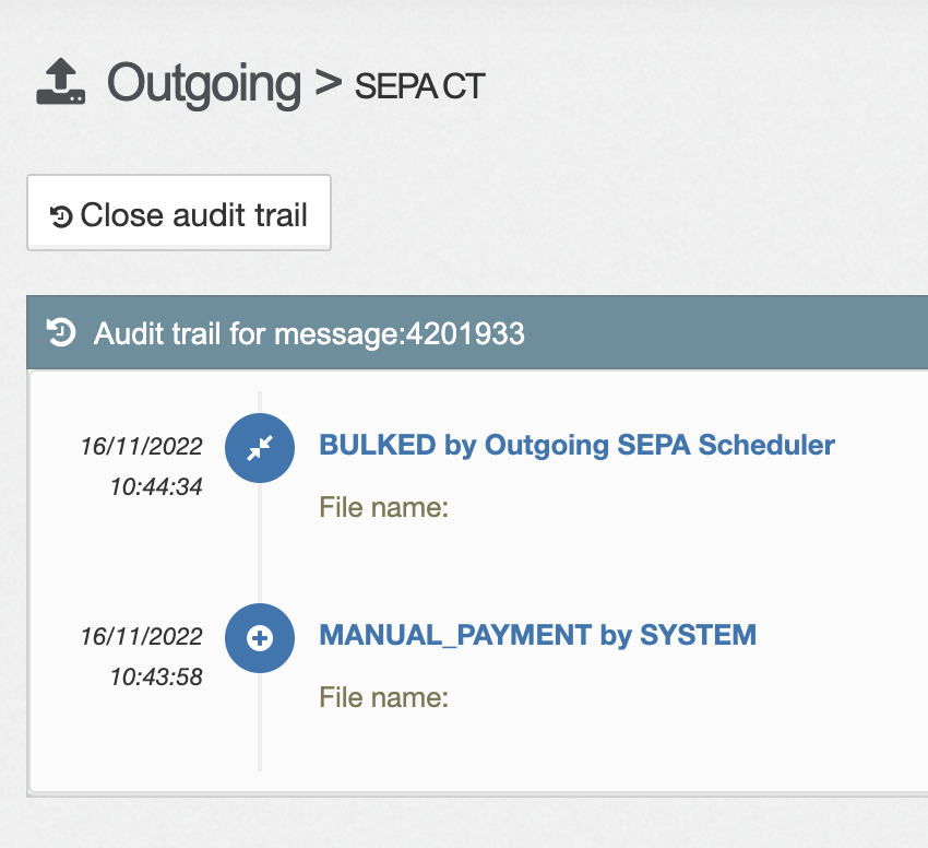 Option to close audit trail in payment message